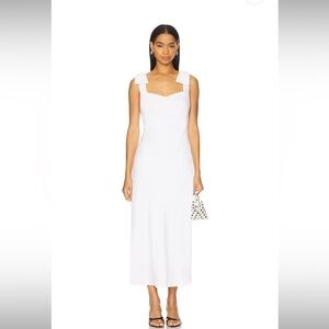 Astr Kateleya White Midi Dress with bow Straps size M new!